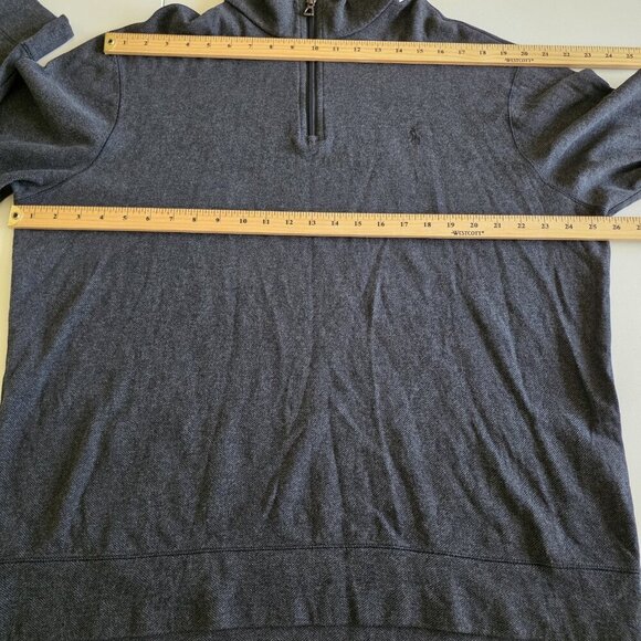 Polo Ralph Lauren Polo Sweater Mens XL Gray LS 1/4 Zip Mock Neck Classic Preppy - Picture 4 of 16